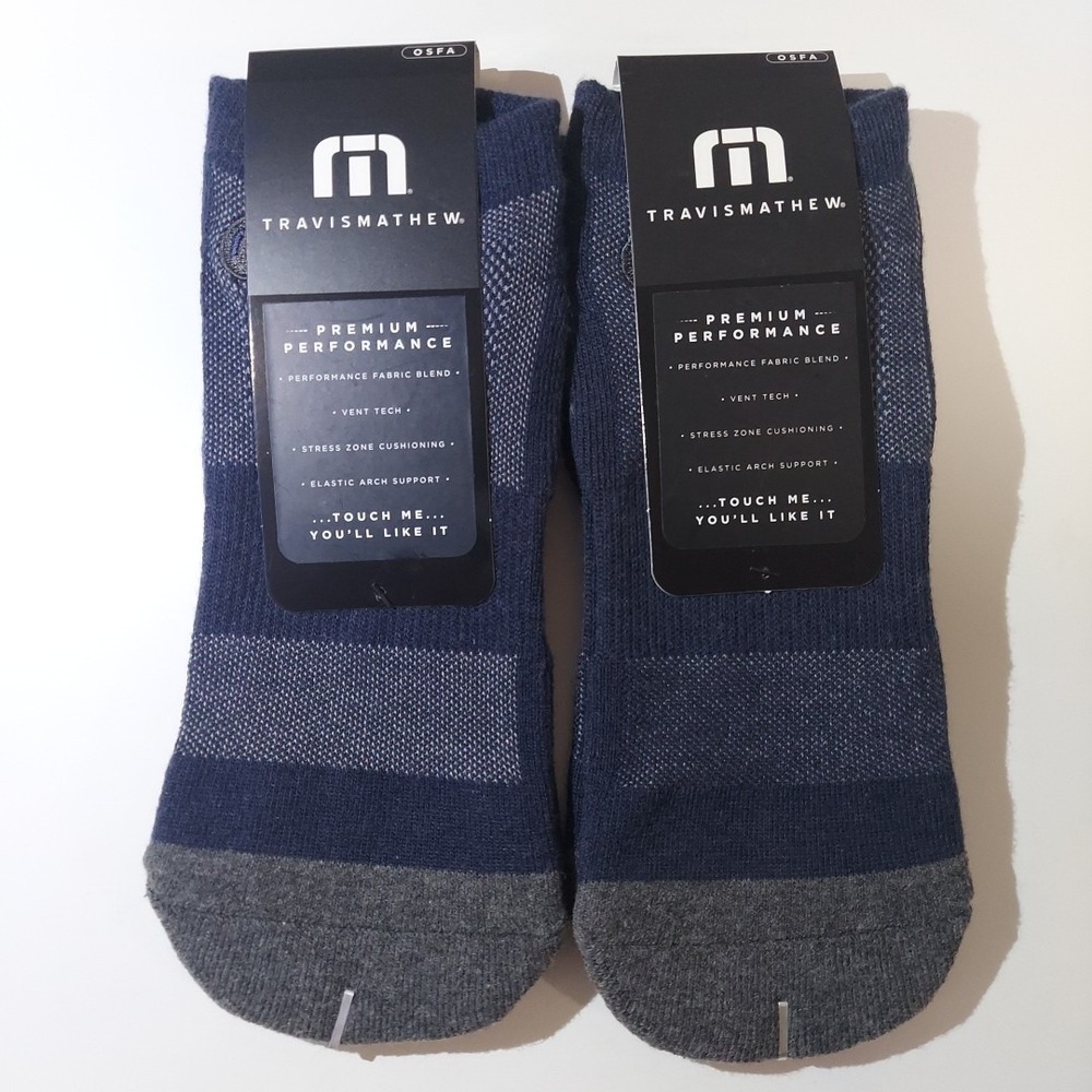 2 PAIRS Travis Mathew Eighteener 2.0 Golf Socks - Mood Indigo - One Size
